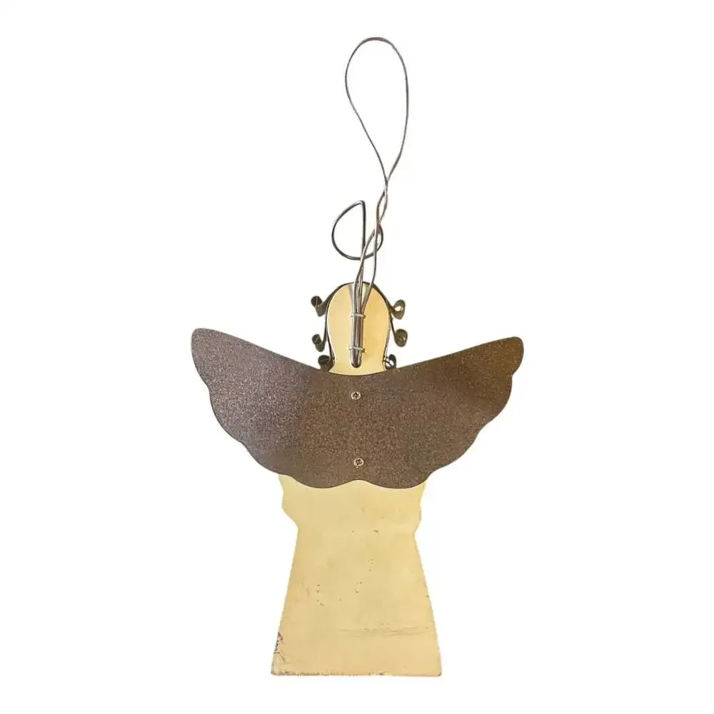 Rustic Patriotic Americana Metal Angel Hanging Ornament with Stars and Stripes